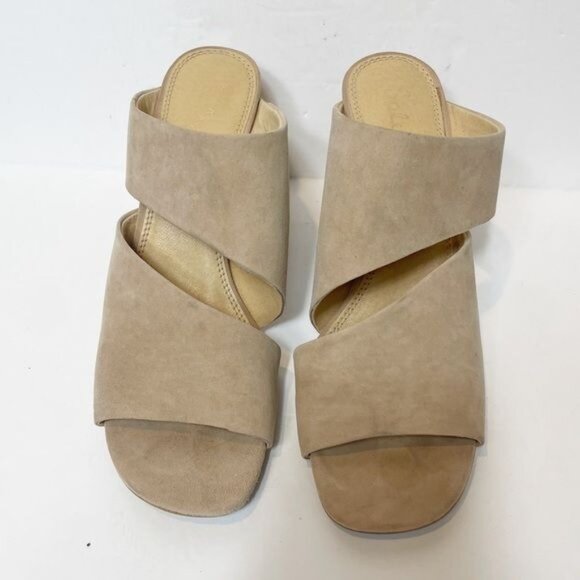 Splendid Serenade Suede Block Heel Sandal Wood Sided Neutral Transition Size 9.5 - Picture 5 of 10